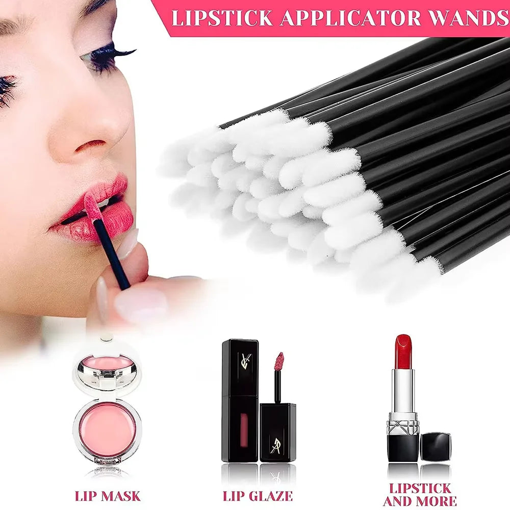 100/200pcs Lip Wands Applicators Eyelashes Brushes Lipstick Brush Mascara Applicator Gloss Wands Eyelash Extension Makeup Tool