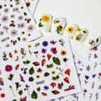 30Pcs/set Colorful Butterfly/Flowers Nail Stickers Kawaii Cute Mini Rose/Lavender/Sunflower Nail Decal DIY Adhesive Nail Floret