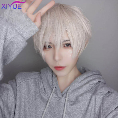 Short Synthetic Men's Breathable Wig Brown Men Boy Short Straight Cosplay Men Party Black Heat Resistant Synthetic Hair Wig