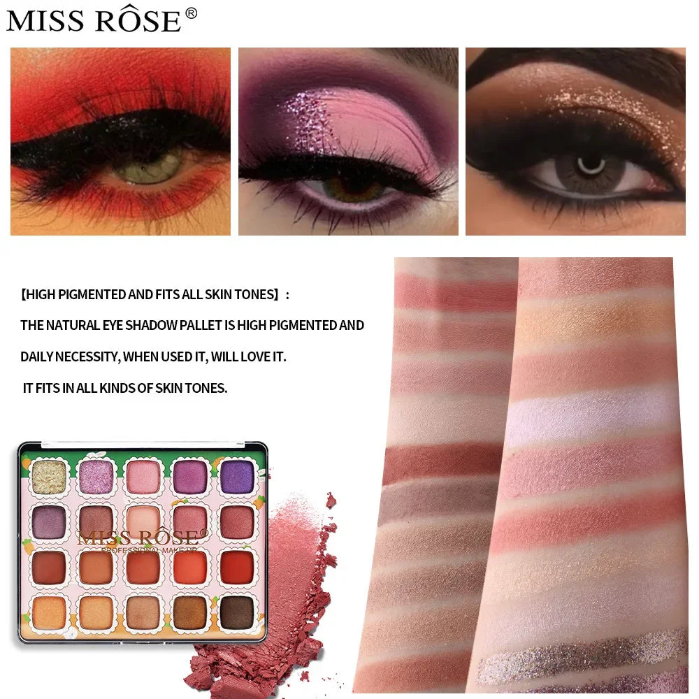 High Quality MISS ROSE 20 Colors Diamond Nude Eyeshadow Palette Make Up Pigment Silky-Smooth Matte Shimmer Eye Shadow Cosmetics