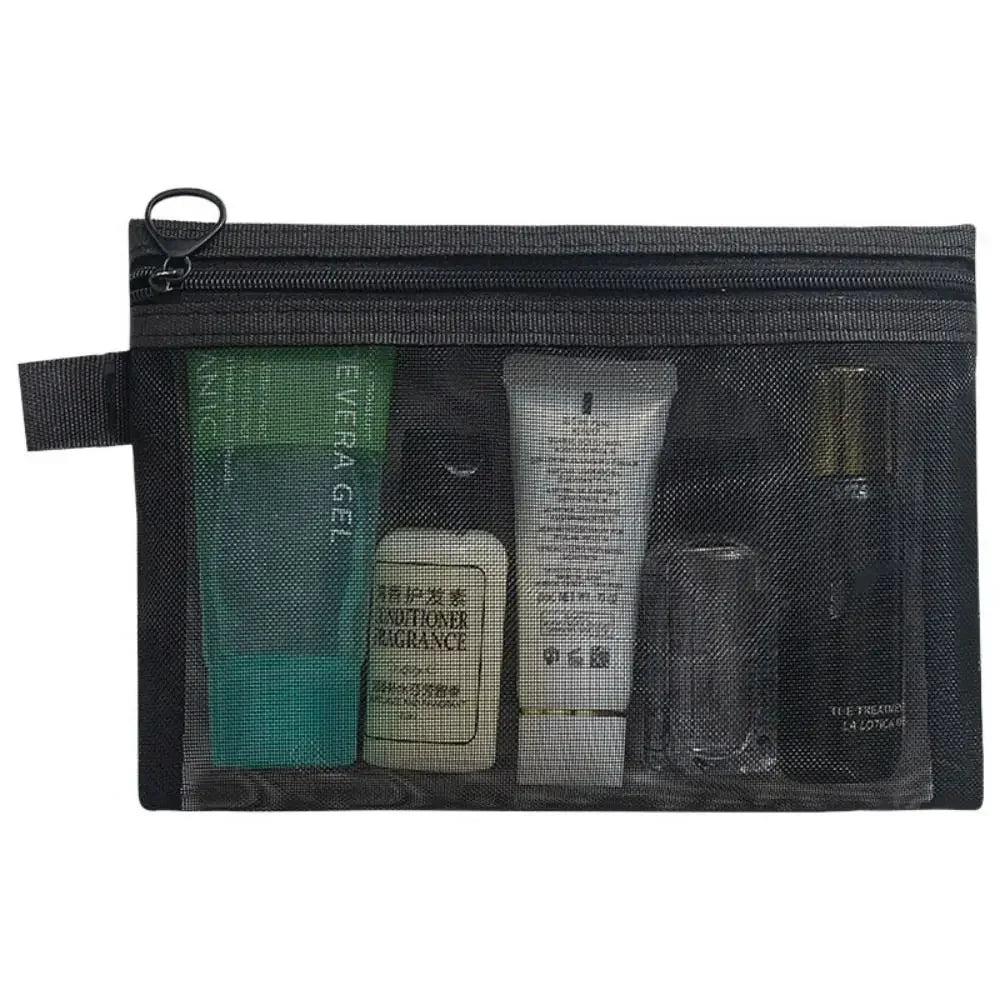 Large Capacity Mesh Cosmetic Bag Casual Pencil Cases Zipper Bag Makeup Bag Wash Pouch Organizer Case Cosmetic Cases Girl