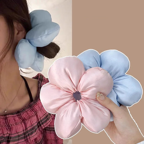 Sweet Solid Large Flower Soft Hair Band For Women Girl Lovely Hair Ornament Headband Hair Tie Scrunchie Fashion Hair Accessories