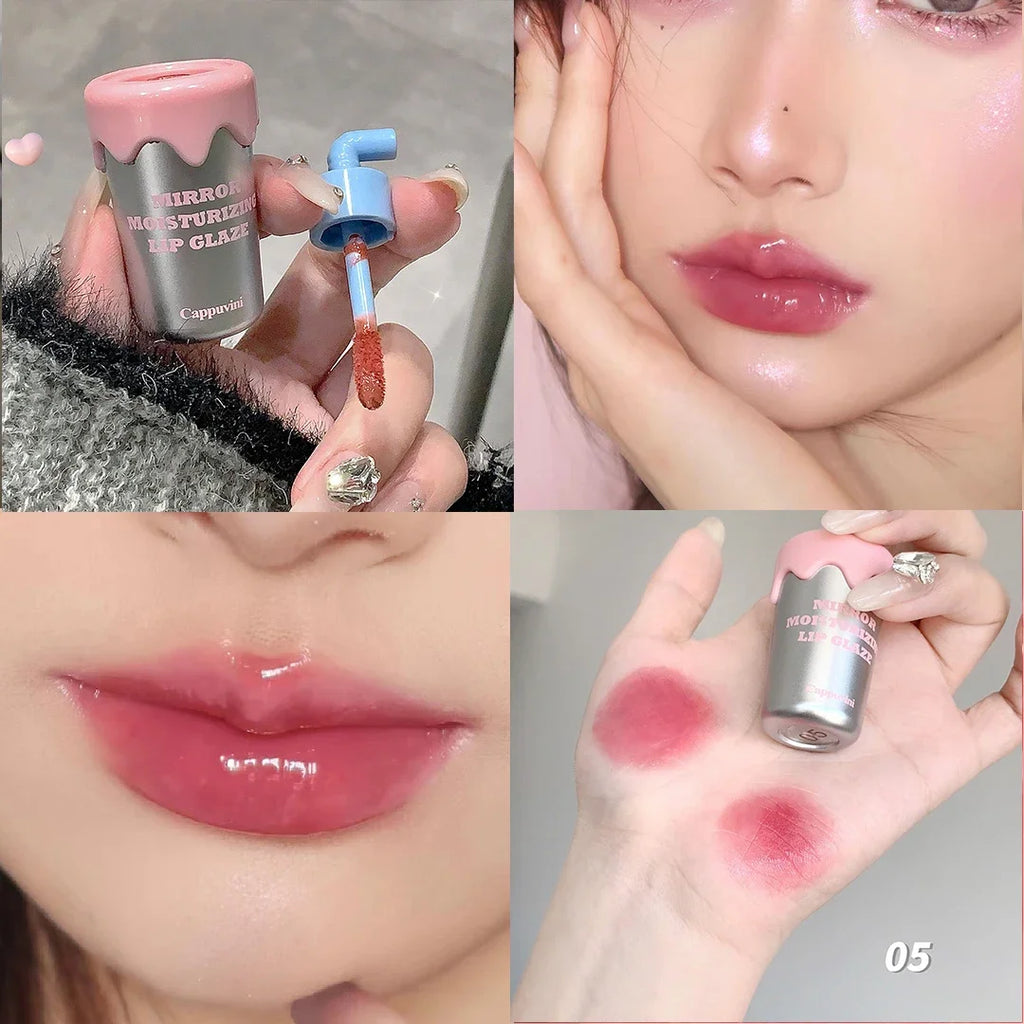 Tea Cup Design Jelly Moisturizing Lip Glaze Crystal Nude Mirror Cherry Pink Lip Tint Plumper Oil Water Gloss Liquid Lipstick
