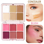 12-Color Iron Box Blusher Plate Multi-Color Cream Blush Plate Concealer Plate Contour and Highlighter Palette Makeup Blush Face