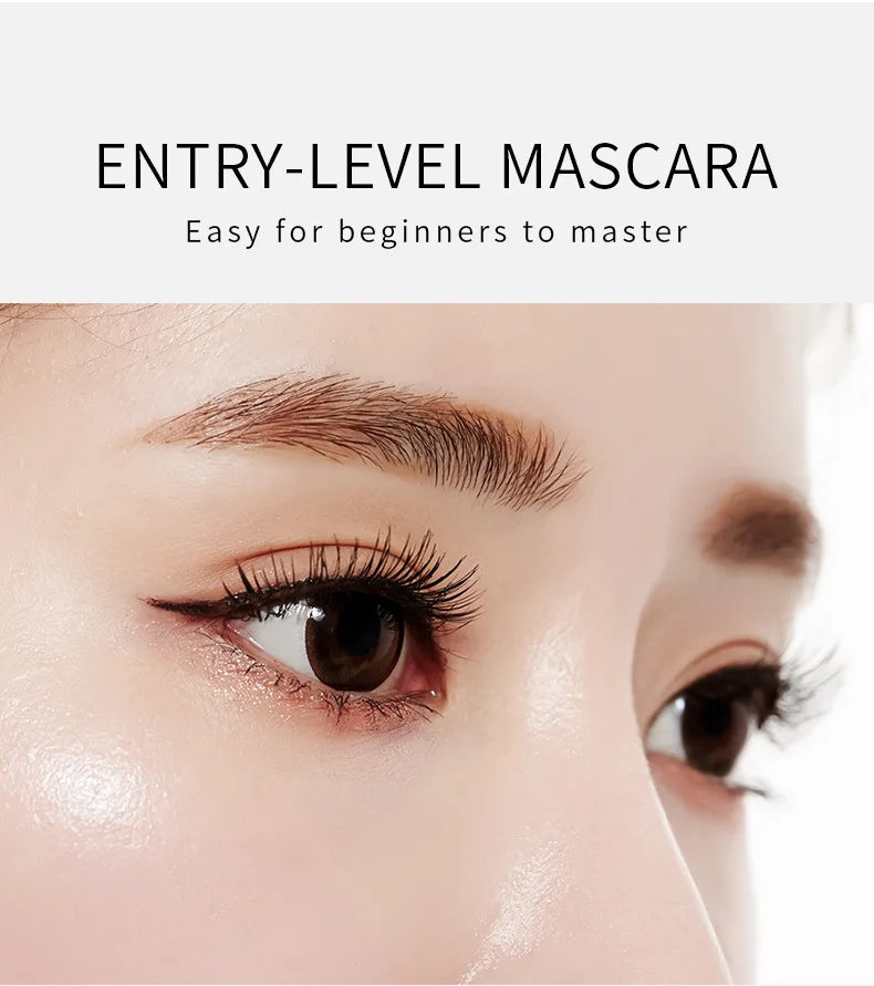 QIC Double Effect 4D Mascara Waterproof Long Curl Natural Thick Eyelash 2-in-1 Black Mascara with 2 Brush Heads