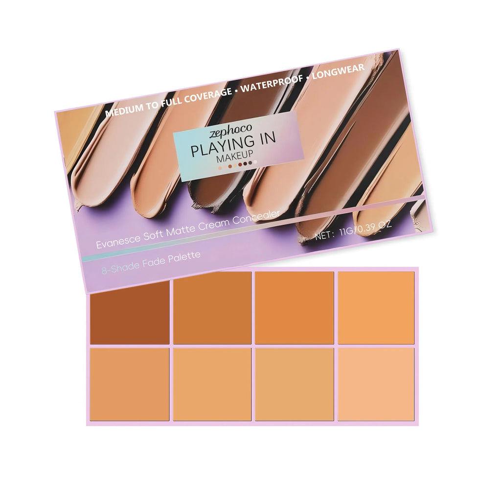 8-Color Concealer Palette Professional Coverage for Dark Circles Blemishes Acne Matte Brightening Long-Lasting Foundation Makeup