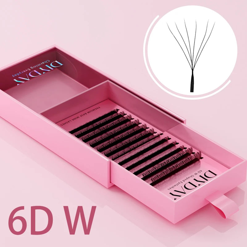 DIYDAY W Shape Eyelash Extension 3d 4d 5d 6d 7d 8d W-Shaped Eyelashes Premade Fans Individual BASF Mink Faux Lashes