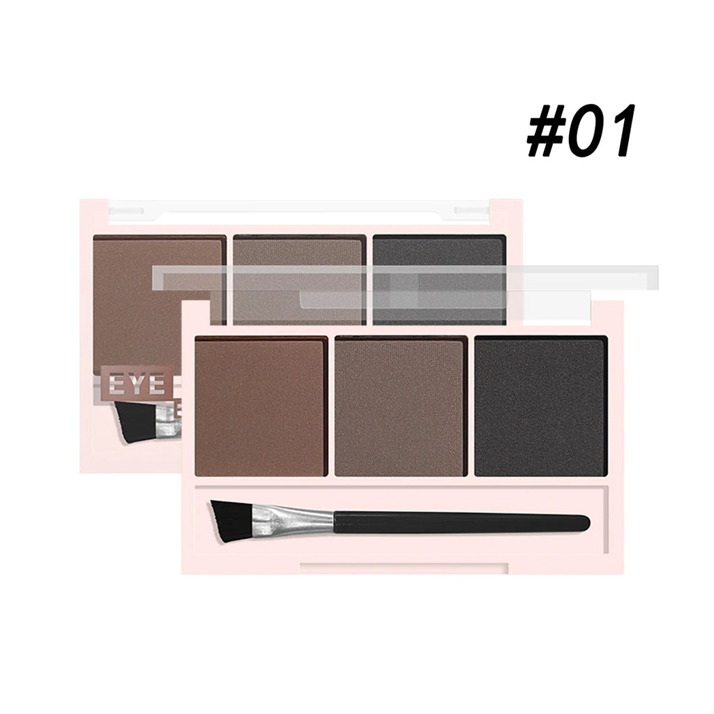 3-Color Brow Powder Set with Brush - Long-lasting, color-resistant, versatile contour makeup set for natural, three-dimensional