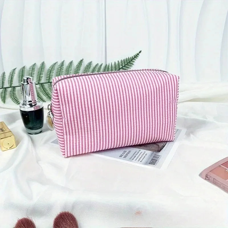 Personalized Striped Toiletry Bag - Custom Embroidered, Portable Polyester Cosmetic Storage, Ideal for Travel, School Dorm & Hom