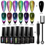 MEET ACROSS 11/9/10Pcs Cat Magnetic Gel Nail Polish 9D Magnetic Gel Semi Permanent Nail Art Soak Off UV Gel Varnish Nails Kit