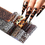 1Box-10pcs Nail Sticker Leopard Print Series Nail Foils Animal Leopard Texture Starry Nail Transfer Decals Slider Manicure DIY
