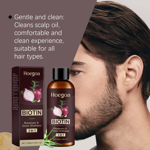3 In 1 Rosemary Biotin Shampoo Hair Growth Thickening Anti Loss Strengthening Root Oil Control Deep Cleansing Volumizing Shampoo