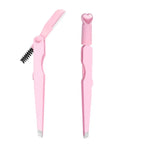 3 In 1 High-precision Eyebrow Tweezers Professional Eyebrow Trimmer with Brush Beard Removal Clips Eyelashe Grafting Tweezer 1pc