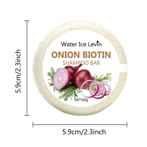 Onion and Biotin Shampoo Soap - 60g, Suitable for All Hair Types, Moisturizing and Smoothing, Rich in Rosemary Extract