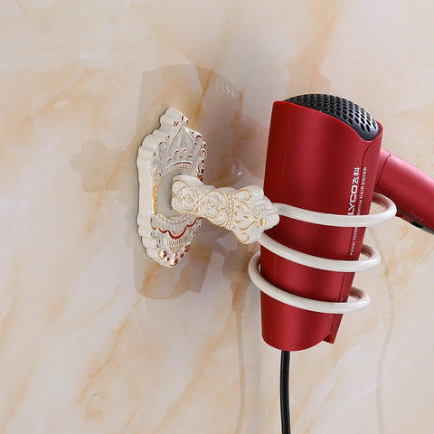 Hair Dryer Holder Aluminum Antique Bathroom Shelf Storage Nail Free Wall Shelf Mounted Organizer Spiral Stand Toothbrush Holder
