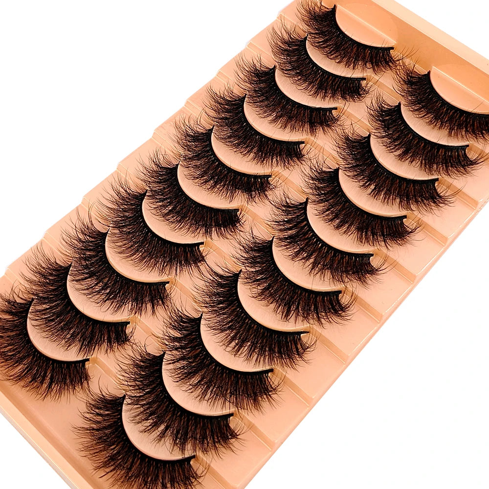 10 pairs of Russian striped eyelashes fluffy artificial mink eyelashes 3D fake eyelashes Russian curly eyelashes fake eyelashes