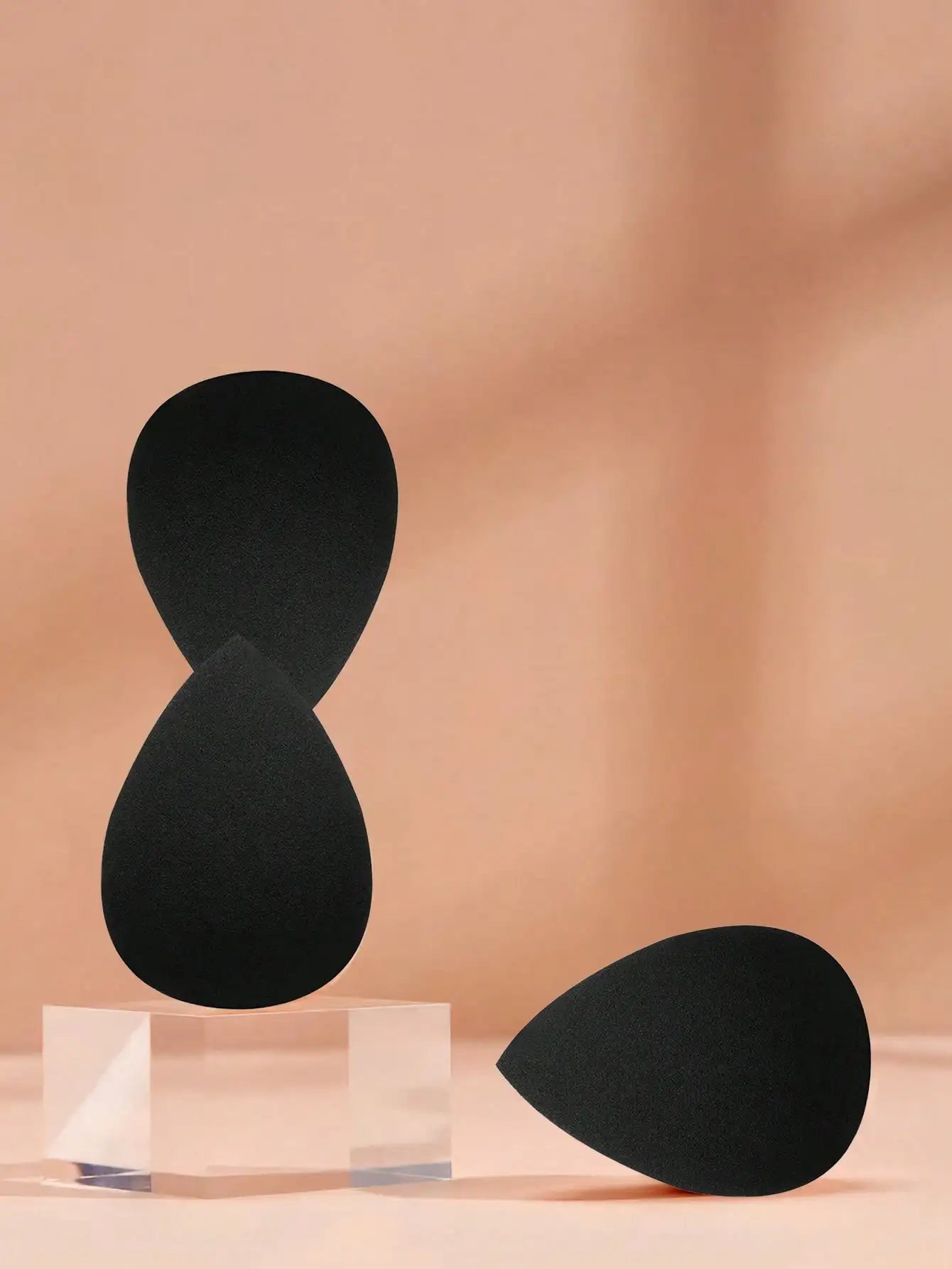 3pcs Black Egg Sponge Makeup Set, Liquid, Cream And Powder Flawless Beauty Sponges, Latex-Free And Vegan Makeup Blending Sponges