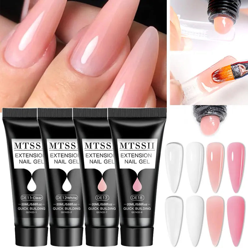 Mtssii 17PCS/Set 20ml Nail Extension Gel Set Builder UV Gel for Nails With 6W UV LED Lamp Nail Extension Tools Kit For Beginner