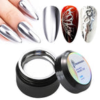 Gold Metallic Painting Nail Gel Liner Polish,3D Metal Mirror Effect Paint Drawing Nail Gel Build-in Brush Soak Off UV Chrome Gel