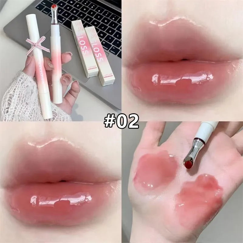 Metal Head Ice Diamond Essence Lip Tint Mirror Water Light Glass Lip Gloss Reduce Lip Wrinkles Moisturizer Lips Pluming Care