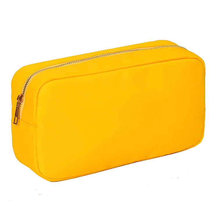 Letter Patch Custom Travel Cosmetic Bag Personalized Nylon Pouch Toiletry Bag Chenille Patch Makeup Toiletries Girl Cosmetic Bag
