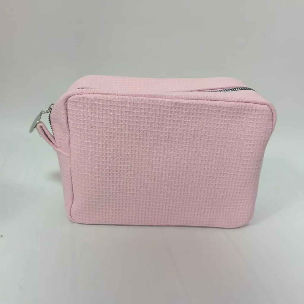 New Waffle Cosmetic Bag, Personalized Monogrammed Toiletry Bag, Embroidered Make Up Bag,Bridesmaid Makeup Bag, Wedding Gifts