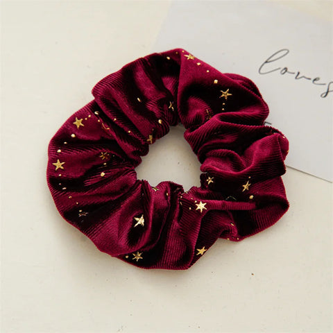 YHJ Velvet Star Scrunchies Elastic Hair Bands Women Girls Headbands Ponytail Holder Hair Ties Winter Fashion Hair Accessories