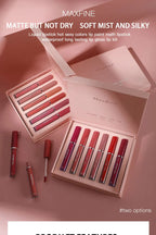 Matte Lip Gloss Set 6 Color Lipstick Smooth And Lasting Display Lip Gloss Waterproof Moisturizing Lipstick Holiday Gift Box Set