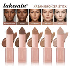 Lakerain Bronzer Cream Stick 3D Makeup Effect Improve Fine Lines Brightening & Grooming 2 IN 1 Bronzer Cream for All Skin Types