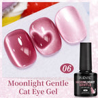 PUENTE 7.5ML Sparkling Pinkish Purple Laser Cat Magnetic Gel Nail Polish Holographic Rainbow Effect Soak Off UV Nail Art Varnish