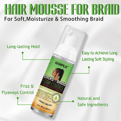 GOIPLE High Shine Braid Mousse Clean Moisturizing Foaming Product Anti-Frizz Braiding Spray for Braided Locks and Twist 6pcs/Set