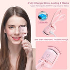 Heated Eyelash Curler with Lcd Display Silicone Pads Eyelash Protection Natural Curling Without Damaging Eyelashes Rechargeable