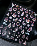 5D Embossed Gold Castle/Garland/Christmas Tree Nail Stickers White Snowflakes Bow Star Nail Decals Self-Adhesive Xmas Nail Decor