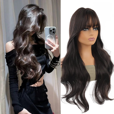 Synthetic wig linen long straight hair with bangs long curly hair ponytail extensions dirty braids Halloween Christmas gifts
