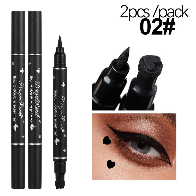 Dragon Ranee Double head Star Seal Eyeliner waterproof non-smudging novice heart plum embellished eye tail eyeliner