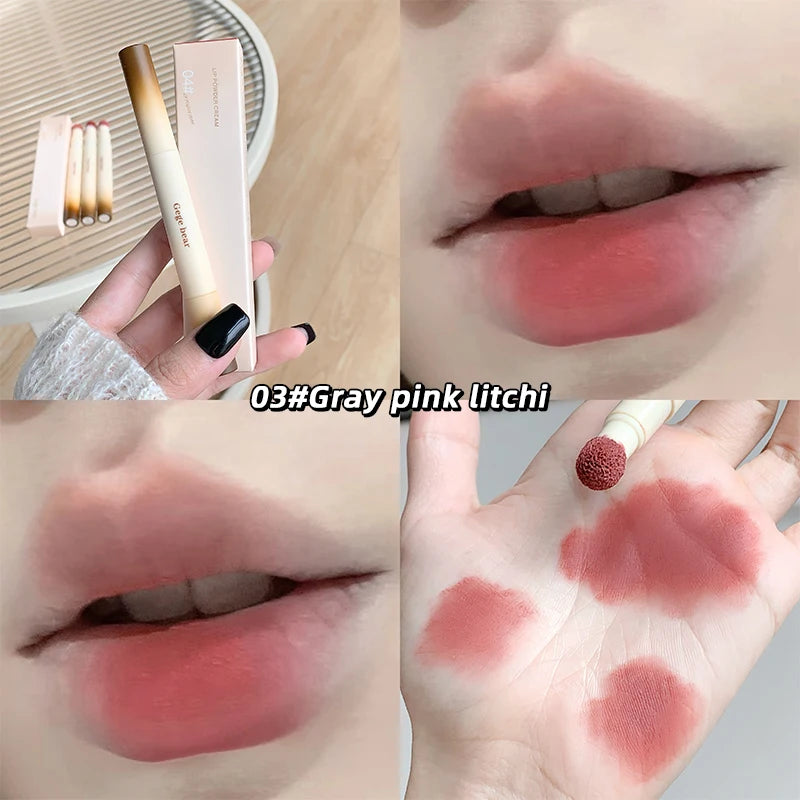 Gege Bear Velvet Matte Lip Powder Cream Long-Lasting Moisturizing Lipstick Autumn-Winter Color Natural-Looking Lip Stain