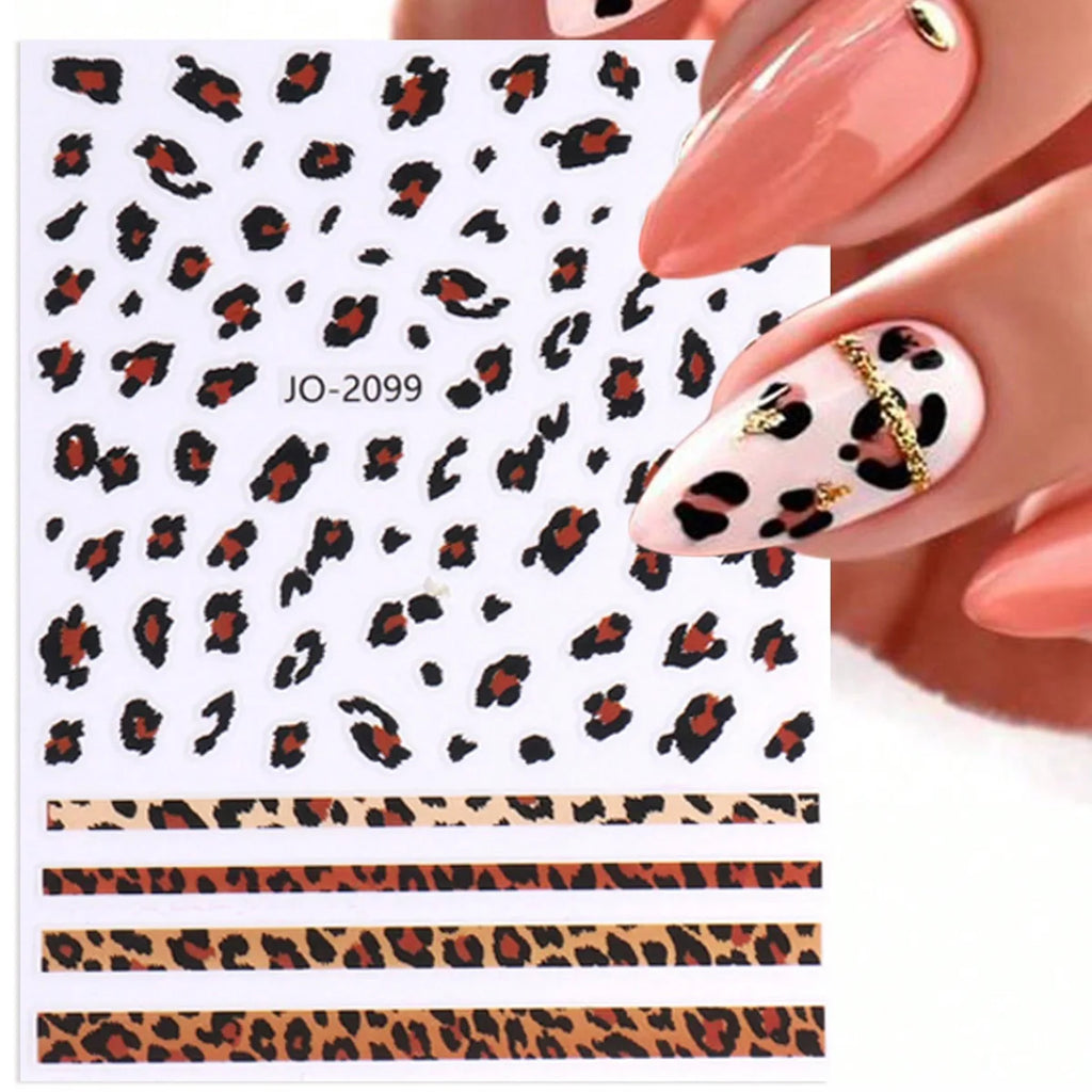 3/6/12 Sheets Leopard Nail Art Stickers Set – Self-Adhesive Animal Nail Decals for DIY Manicure, Cheetah Paw Nail Decorations