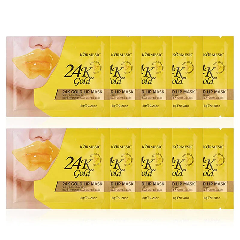 KORMESIC 24K Golden Crystal Collagen Lip Mask Moisturizing Plump Lips Gel Masks Nourishing Hydrating Lip Plumper Lips Skin Care
