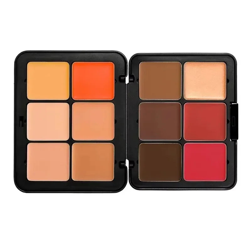 12-Color Iron Box Blusher Plate Multi-Color Cream Blush Plate Concealer Plate Contour and Highlighter Palette Makeup Blush Face