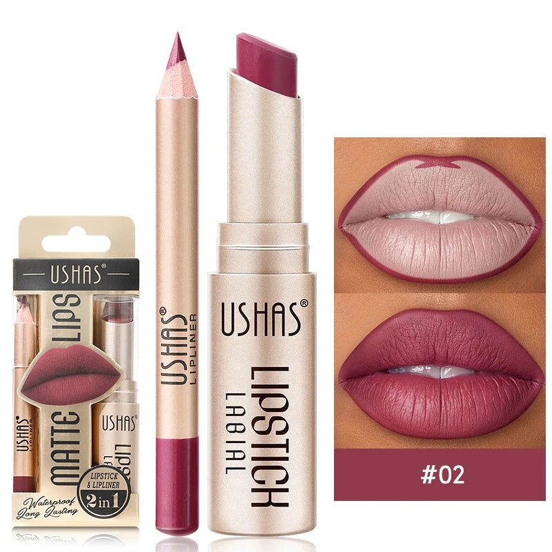 Professional Grade 12 Color Double Ended Lip Liner Lipstick Set Matte High Color Rendering Does Not Fade Waterproof  Sweat Proof