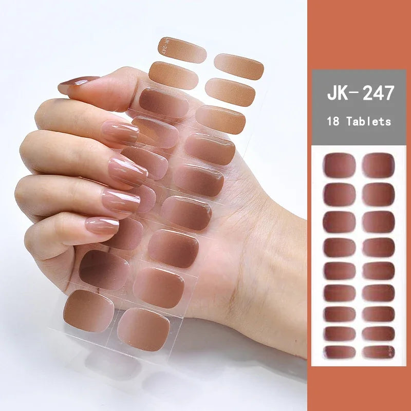 Leopard Semi-Cured Gel Nail Strips Simple Transparent Color Adhesive Long Lasting Gel Nail Stickers Harden In UV Lamp Need