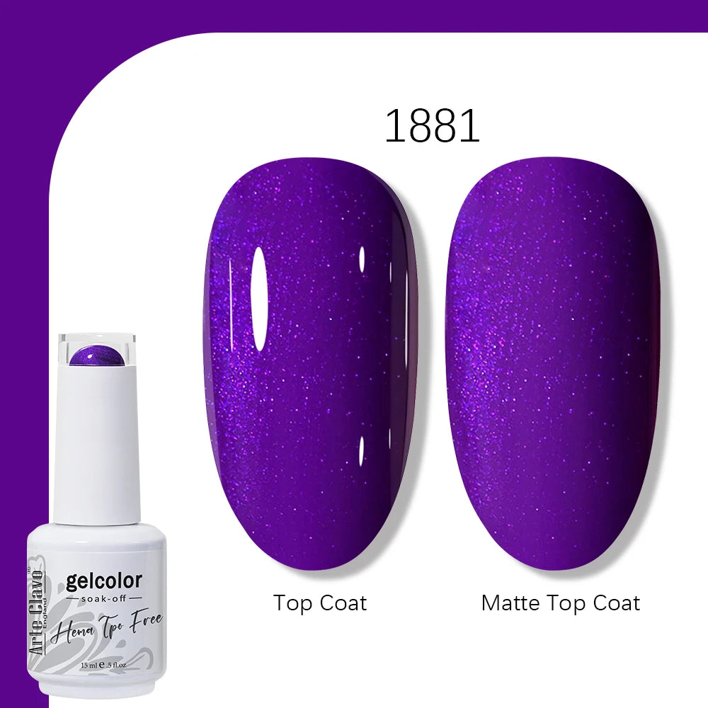 Arte Clavo Solid Color Gel Nail Polish 15ml Soak Off UV LED Gel Semi-Permanent Glitter Polish For Manicure Nail Art Salon Gel
