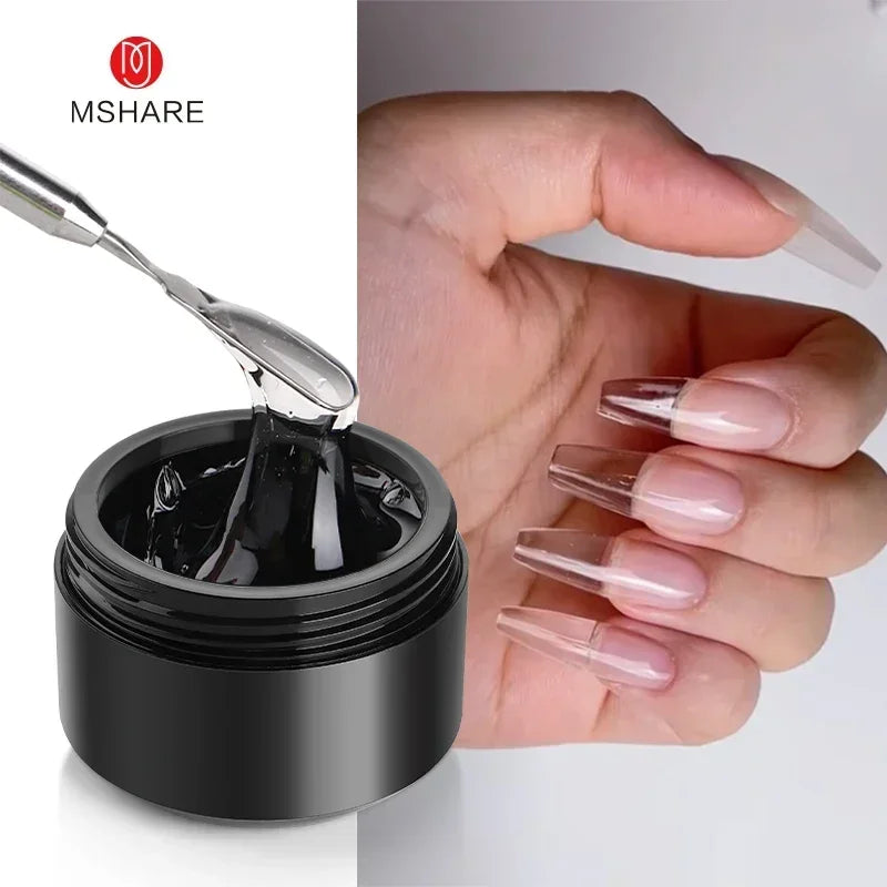 MSHARE 50ml Natural Nails Gel Builder Nalil Tpo Free Self Leveling Gel for Nail Extension Construction Pink Shade UV Led Gel