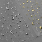 1PC 5D Korean Bronzing Nail Stickers Japanese Gold Silver Star Moon Luxury DIY Nail Art Decoration Decals Manicure Accessories