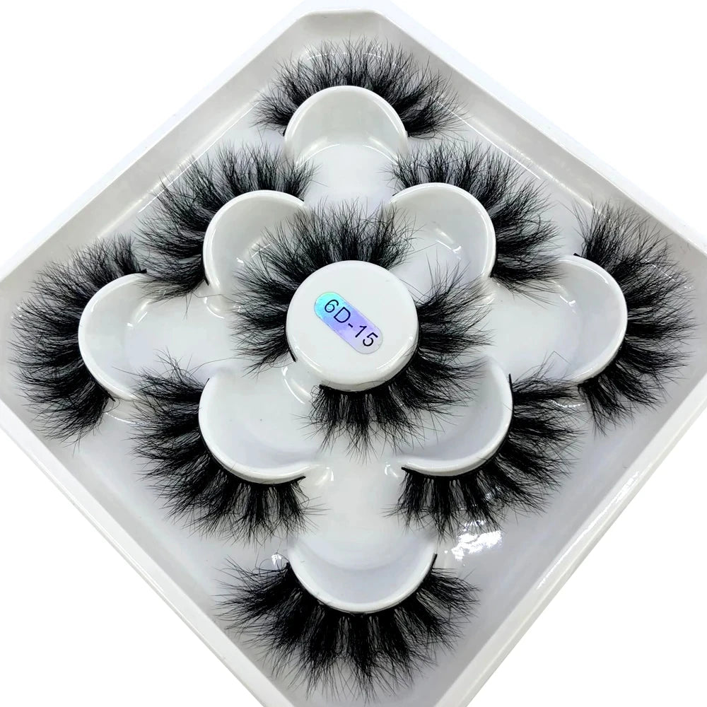 HBZGTLAD 5/8 Pairs of Natural Russian Striped Mink Lashes 3D False Lashes Volume Wavy False Lashes Eyelash Extensions Makeup