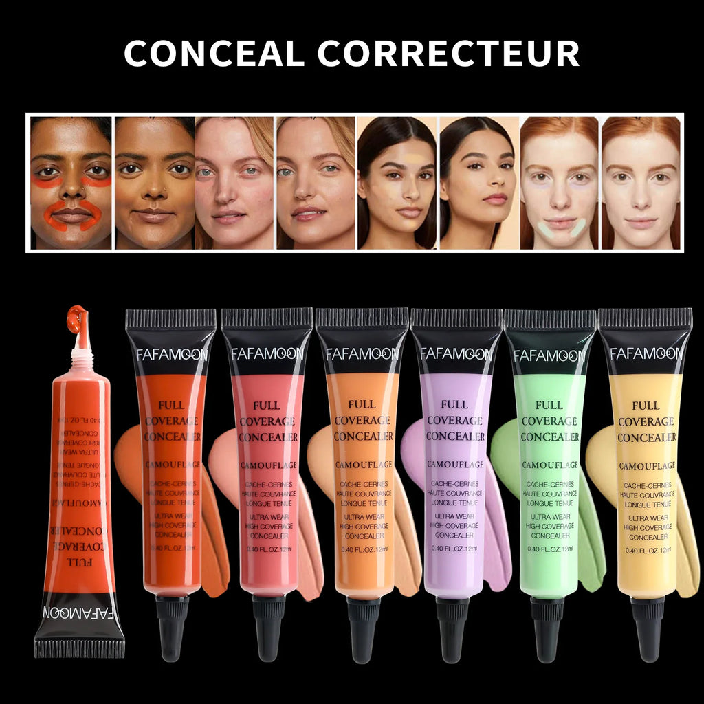 Full Coverage Waterproof Liquid Concealer LongLasting Oil Control Green Purple Orange Contour Matte Nude Facial Concealer Makeup