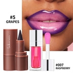 Matte Lip Makeup Kit 2pcs Waterproof Long Lasting Lip Liner and Lip Oil Combo Red Brown Pink Nude Tones Lipstick Set