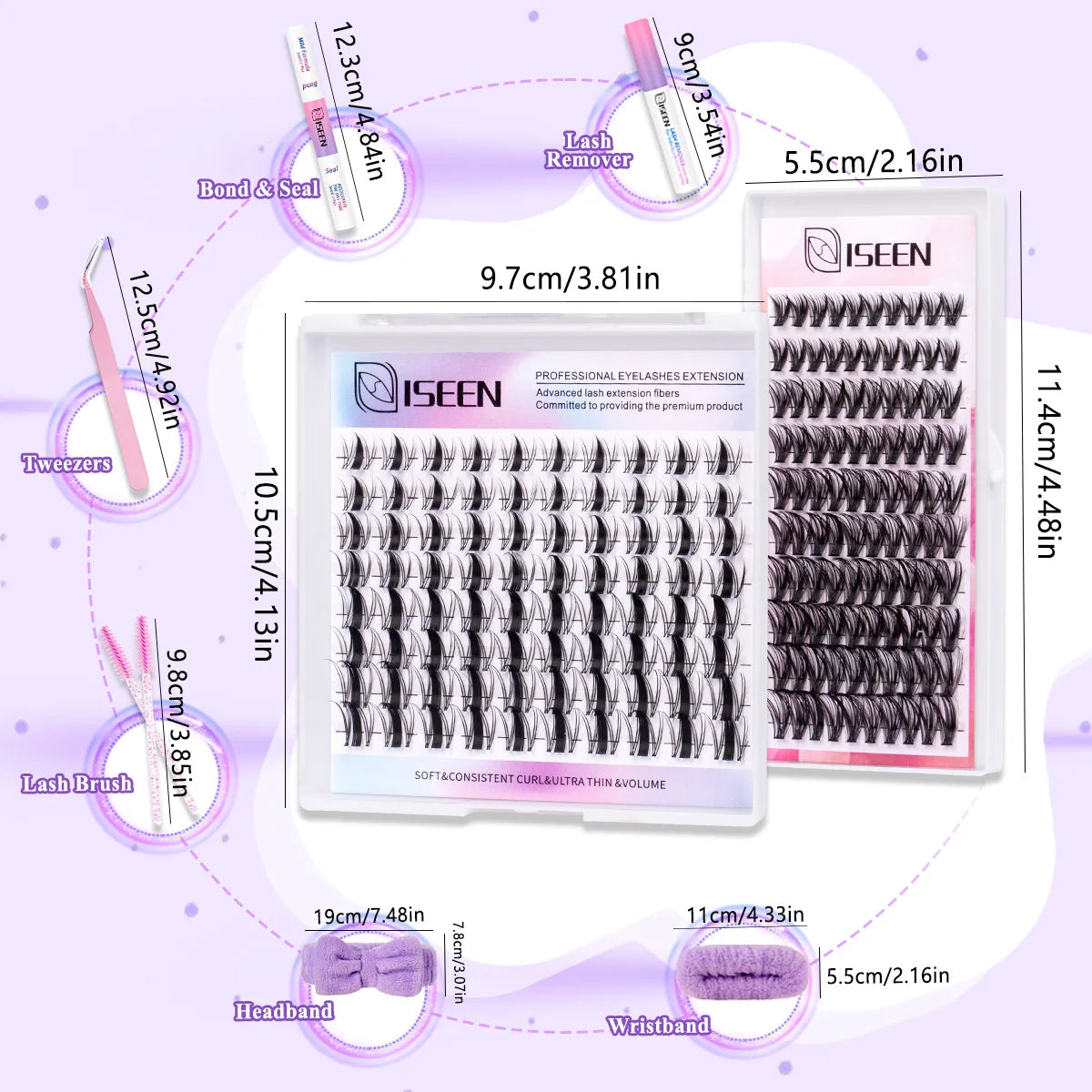 Lashes Clusters Kit Gift with Bond&Seal Mixed Styles Faux Mink Individual Lash Wholesale DIY Individual Fake Eyelashes Box