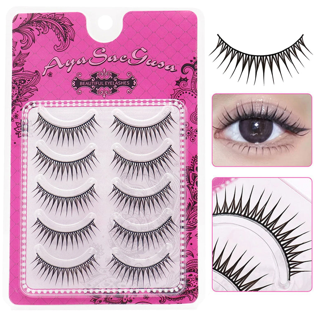 5 Pair False Eyelashes Strip Wispy Fake Lashes Natural Spiky Wispy Thick Eye Lash For Day-To-Day Use Wedding Vacation Gift