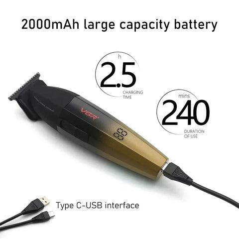 VGR 003 906 308 Professional Hair Cutting Kit  Hair Clipper Cordless Clippers Trimmers for Men Set USB Charge Men's LED Display